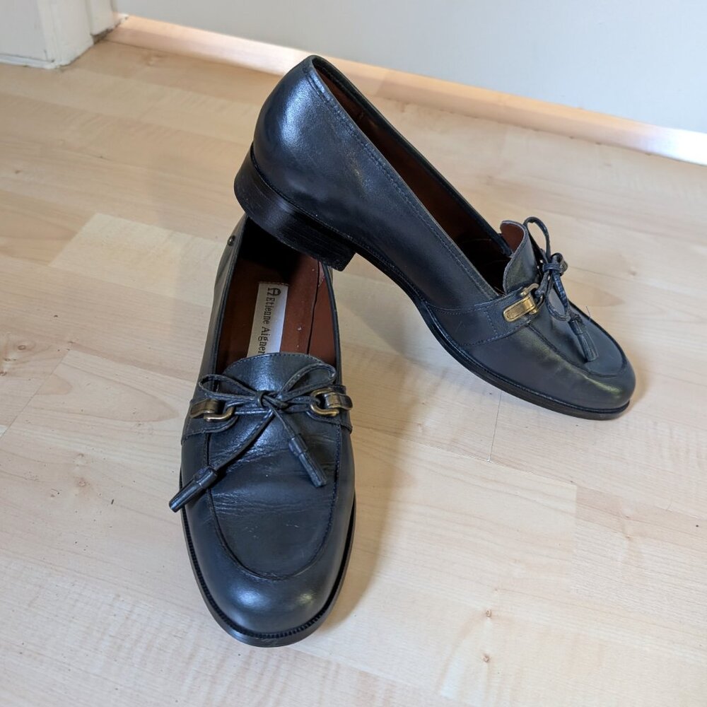 Vintage Leather Etienne Aigner Black Loafers size 8M